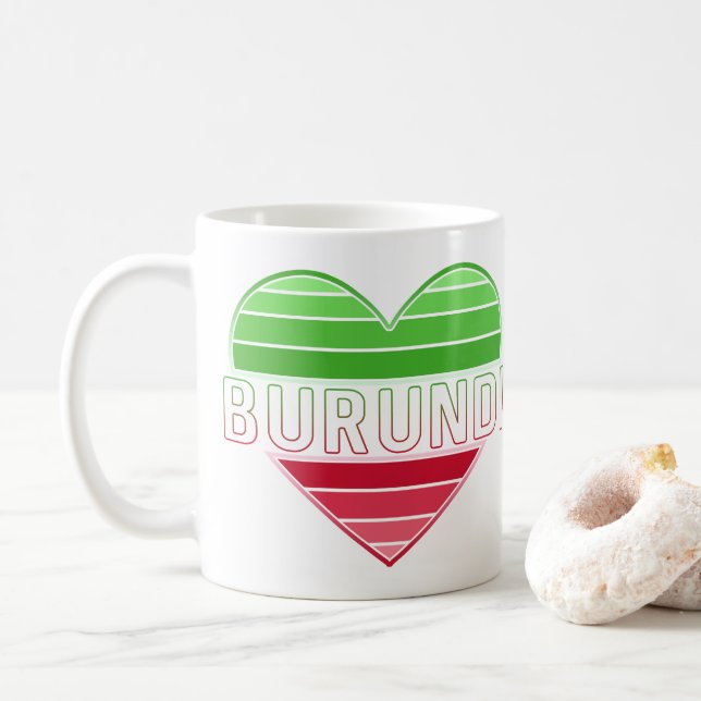 Caneca De Café Eu Amo Burundi, Coração Burundi (Com Donut)
