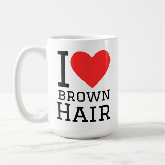 Caneca De Café Eu amo cabelo castanho