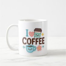 Eu Amo Café Cute Kawaii Adesivo – Café Adorável
