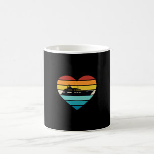 Caneca De Café Eu Amo Capitão de Iate Navio Pôr do Sol Retrô