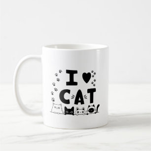 Caneca De Café Eu Amo Cats Mug - Impressão de Café Bonito - Prese