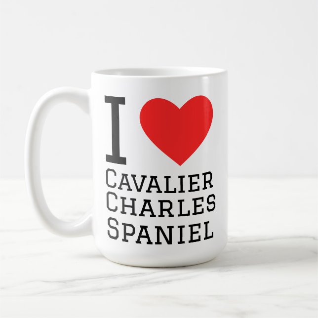 Caneca De Café Eu amo cavalier Charles spaniel (Esquerda)