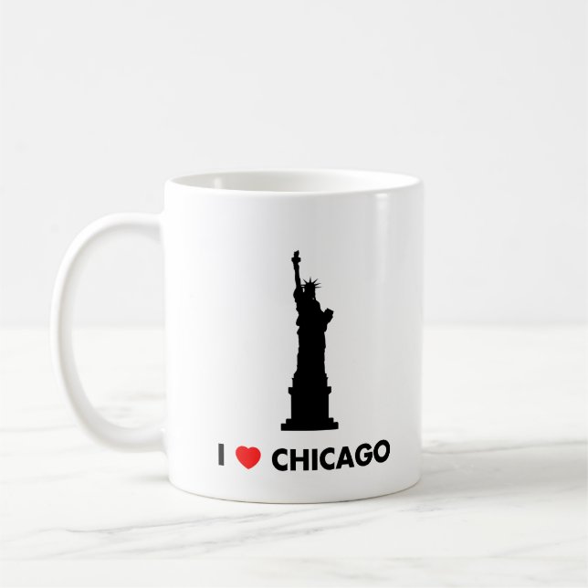 Caneca De Café Eu amo Chicago - estátua da liberdade (Esquerda)