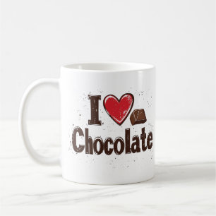Caneca De Café Eu Amo Chocolate – Design de Doce Delícia
