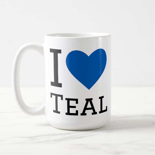 Caneca De Café Eu amo ciano (Esquerda)