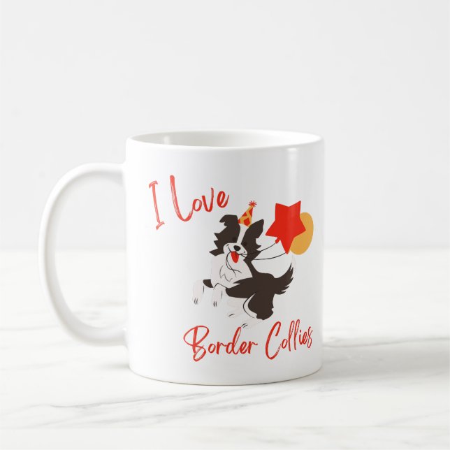 Caneca De Café Eu Amo Collies Fronteiriços (Esquerda)