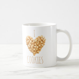 Caneca De Café Eu Amo Coração de Biscoitos