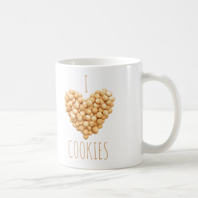 Caneca De Café Eu Amo Coração de Biscoitos (Direita)