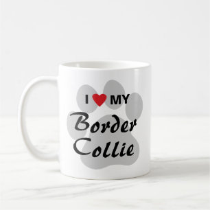 Caneca De Café Eu amo (coração) meu border collie Pawprint