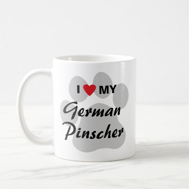 Caneca De Café Eu amo (coração) meu Pinscher alemão (Esquerda)