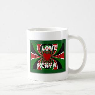Caneca De Café Eu Amo Coração Quênia: Arte de Bandeira Dinâmica