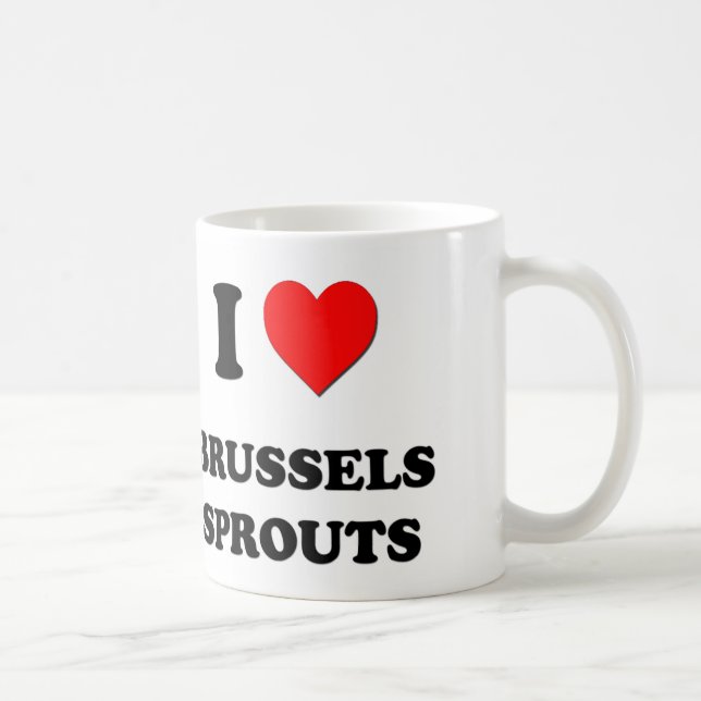 Caneca De Café Eu amo couves de Bruxelas (Direita)
