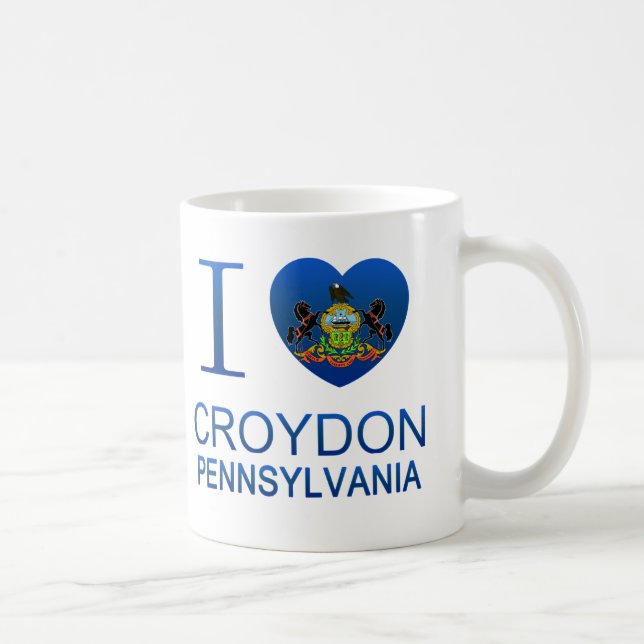 Caneca De Café Eu amo Croydon, PA (Direita)