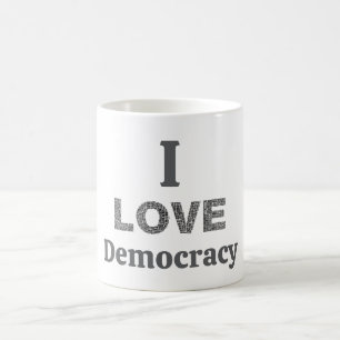 Caneca de Café Eu Amo Democracia