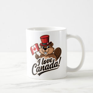 Caneca De Café Eu amo Design de castor do Canadá