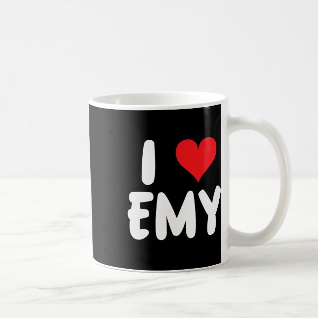 Caneca De Café Eu Amo Emy - Coração - Nome  (Direita)