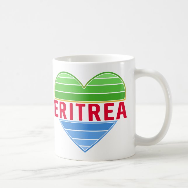 Caneca De Café Eu Amo Eritreia, Coração Eritreia (Direita)