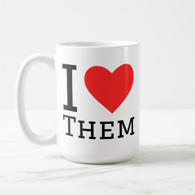 Caneca De Café Eu amo esses adesivos quadrados (Esquerda)