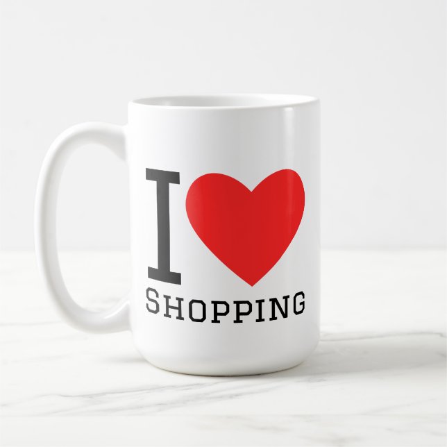 Caneca De Café Eu amo fazer compras (Esquerda)
