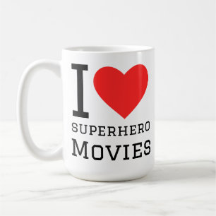 Caneca De Café Eu amo filmes de super-heróis