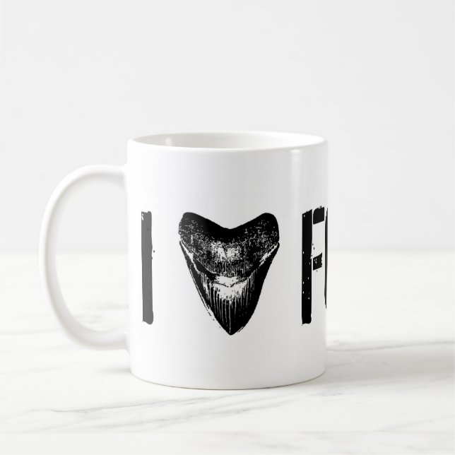Caneca De Café EU AMO FÓSSEIS Megalodon (Esquerda)