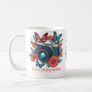 Caneca De Café Eu Amo Fotografar Camisa Flor Fotografia Flor