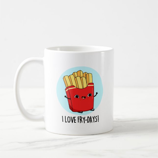 Caneca De Café Eu Amo Fry-Days Fries Franceses Engraçados Pun (Esquerda)
