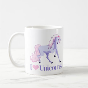 Caneca De Café Eu Amo Garotas Bonitas De Unicórnios