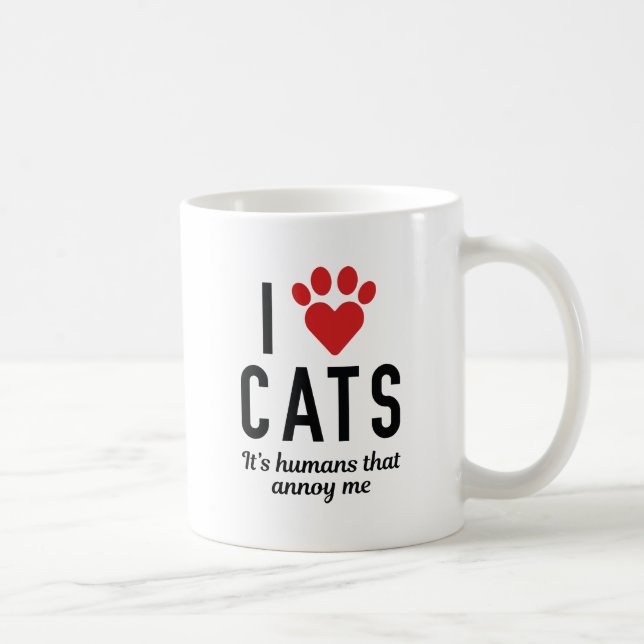 Caneca De Café Eu Amo Gatos (Direita)