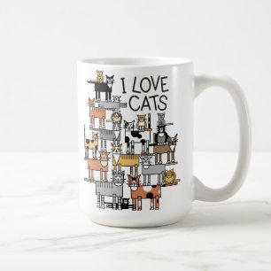 Caneca De Café Eu amo gatos