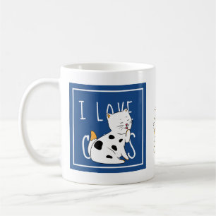 Caneca De Café Eu Amo Gatos Bonitos Ilustração De Cartoons Crianç