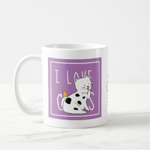 Caneca De Café Eu Amo Gatos Bonitos Ilustração De Cartoons Crianç