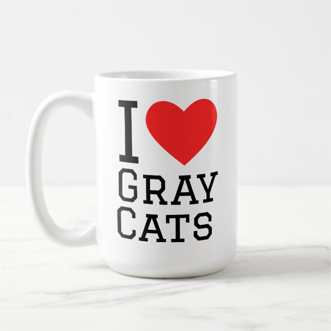 Caneca De Café Eu amo gatos cinzentos (Esquerda)