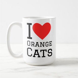 Caneca De Café Eu amo gatos laranja