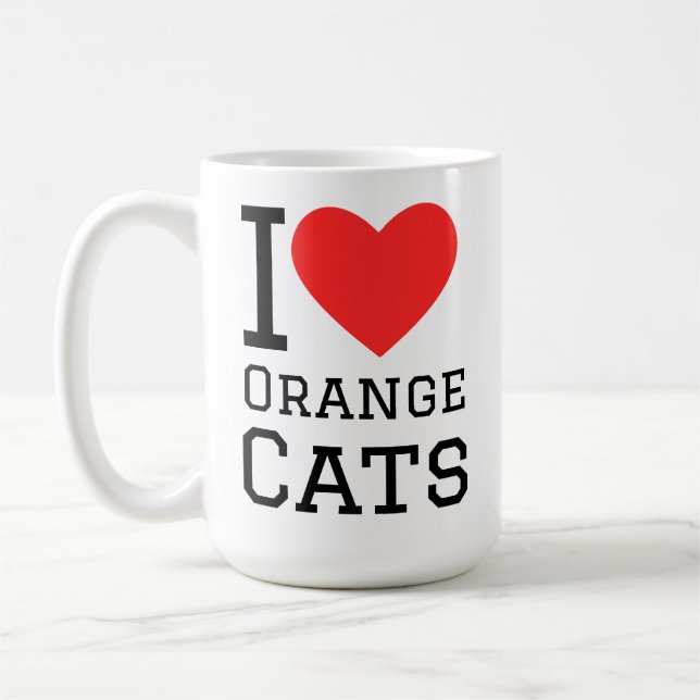 Caneca De Café Eu amo gatos laranja (Esquerda)