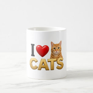 Caneca De Café Eu Amo Gatos Presente Divertido para Amantes de