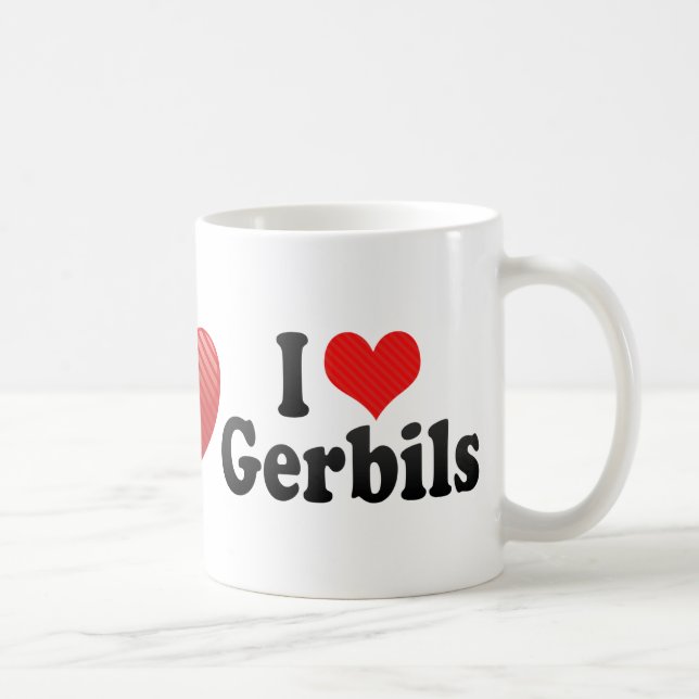 Caneca De Café Eu amo Gerbils (Direita)