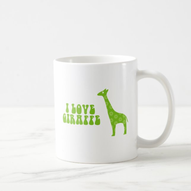 Caneca De Café Eu Amo Girafa (Verde) (Direita)