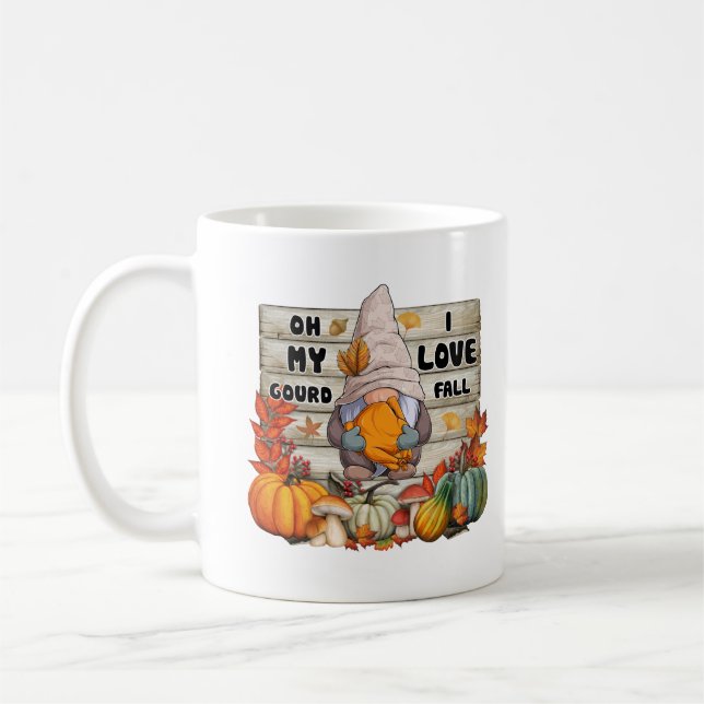 Caneca De Café Eu Amo Gnome de Outono Personalizado (Esquerda)