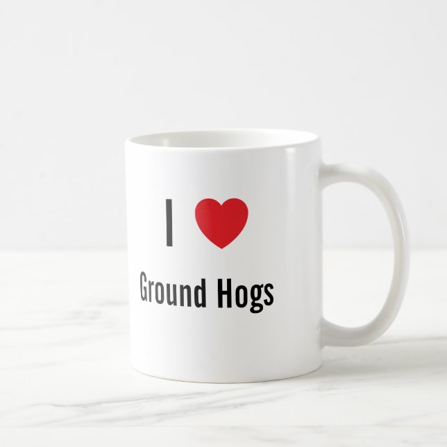 Caneca De Café Eu amo Ground Hogs (Direita)