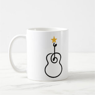 Caneca De Café Eu Amo Guitarra Minimalista Arte de Uma Linha com