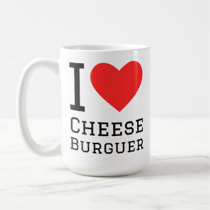 Caneca De Café Eu amo hambúrguer de queijo