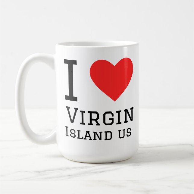 Caneca De Café Eu amo Ilhas Virgens dos EUA (Esquerda)