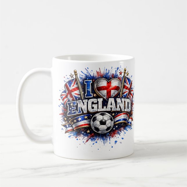 Caneca De Café EU AMO Inglaterra Fã de Futebol 2026 (Esquerda)