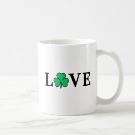 Caneca De Café Eu Amo Irlanda Shamrock Clover Leaf Simple Elegant