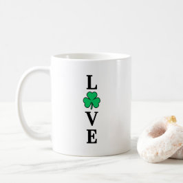 Caneca De Café Eu Amo Irlanda Shamrock Clover Leaf Simple Elegant