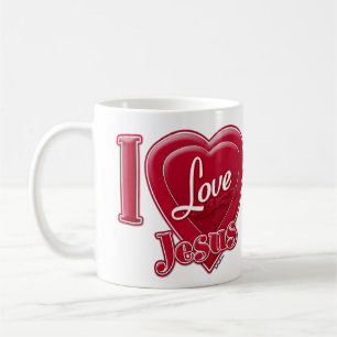 Caneca De Café Eu Amo Jesus Coração Vermelho
