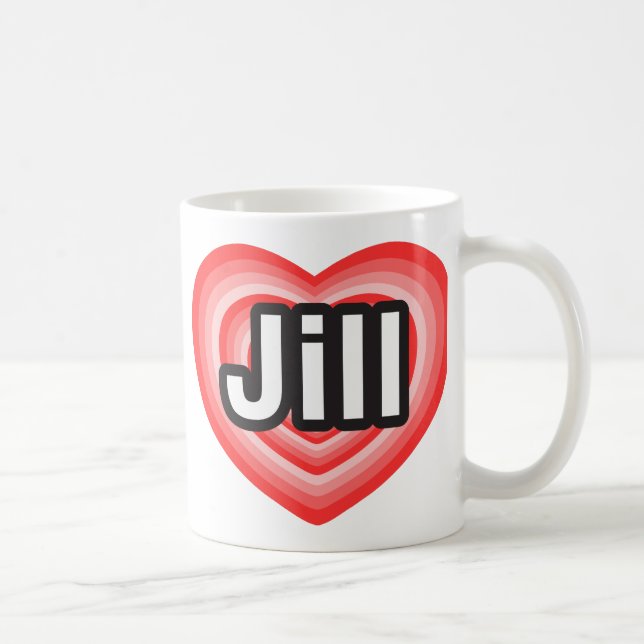 Caneca De Café Eu amo Jill. Eu te amo, Jill. Coração (Direita)