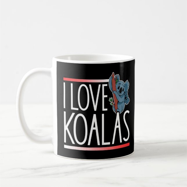 Caneca De Café Eu Amo Koalas Koala Bear Koala Cute Animal (Esquerda)