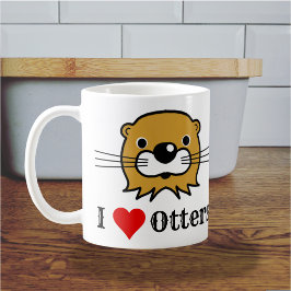 Caneca De Café Eu amo lontras. Apreciação de lontras. Ama lontras